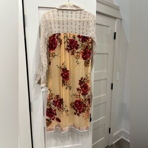 Aratta Fringe and Velvet Floral Backed Duster